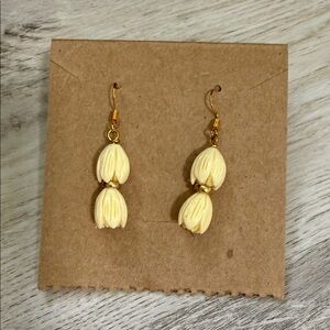 Elegant Cream Dangle Pikake Earrings